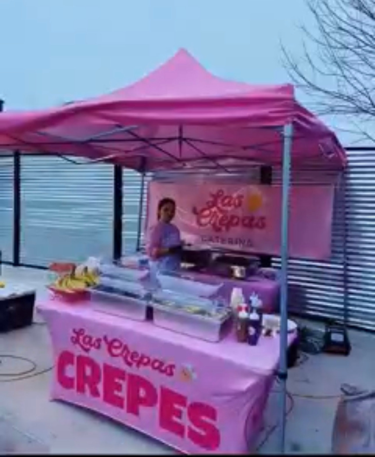 Las Crepas catering tent setup